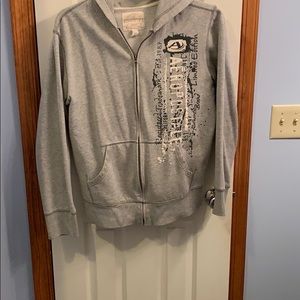 Aeropostale full zip up gray hooded jacket